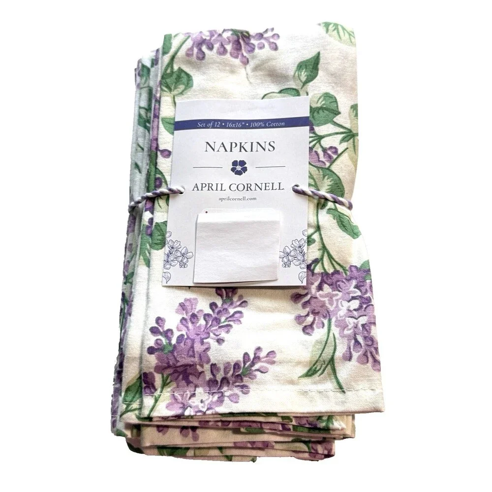 April Cornell Napkins Lilac Festival French Country Garden Cotton Set of 12